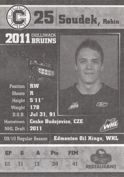 2010-11 Chilliwack Bruins (WHL) #22 Robin Soudek Back