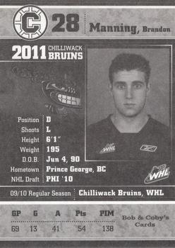 2010-11 Chilliwack Bruins (WHL) #24 Brandon Manning Back
