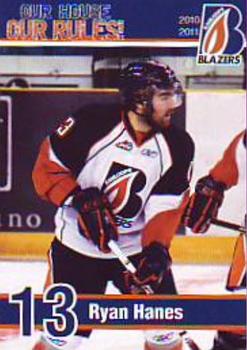 2010-11 Kamloops Blazers (WHL) #NNO Ryan Hanes Front