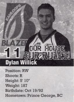 2010-11 Kamloops Blazers (WHL) #NNO Dylan Willick Back