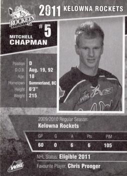 2010-11 Kelowna Rockets (WHL) #NNO Mitch Chapman Back