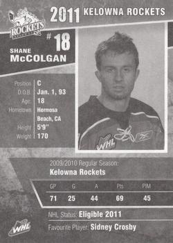 2010-11 Kelowna Rockets (WHL) #NNO Shane McColgan Back