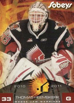 2010-11 Sobeys Moose Jaw Warriors (WHL) #9 Thomas Heemskerk Front