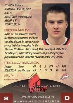 2010-11 Sobeys Moose Jaw Warriors (WHL) #17 Dylan McIlrath Back