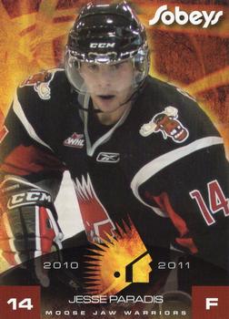 2010-11 Sobeys Moose Jaw Warriors (WHL) #18 Jesse Paradis Front