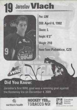 2010-11 Prince George Cougars (WHL) Tobacco Prevention #NNO Jaroslav Vlach Back