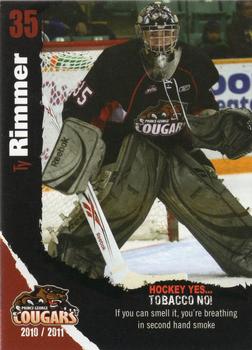 2010-11 Prince George Cougars (WHL) Tobacco Prevention #NNO Ty Rimmer Front