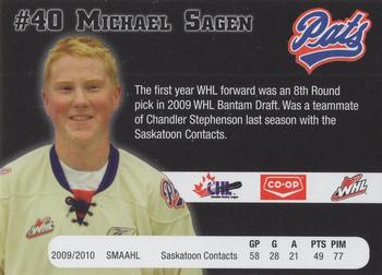 2010-11 Co-op Regina Pats (WHL) #NNO Michael Sagen Back