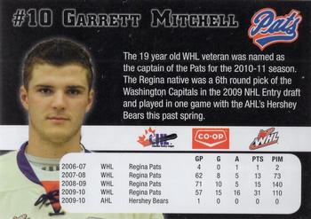 2010-11 Co-op Regina Pats (WHL) #NNO Garrett Mitchell Back