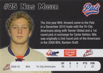 2010-11 Co-op Regina Pats (WHL) #NNO Nils Moser Back
