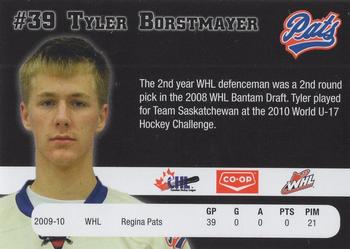 2010-11 Co-op Regina Pats (WHL) #NNO Tyler Borstmayer Back