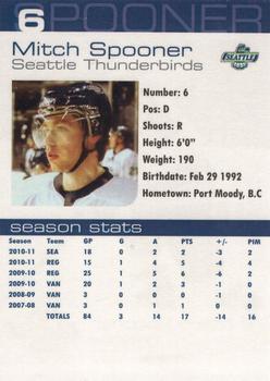 2010-11 Seattle Thunderbirds (WHL) #6 Mitch Spooner Back
