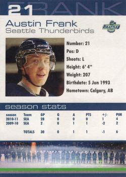 2010-11 Seattle Thunderbirds (WHL) #16 Austin Frank Back