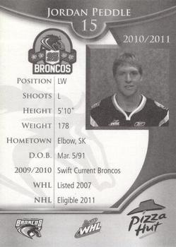 2010-11 Swift Current Broncos (WHL) #NNO Jordan Peddle Back