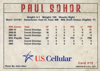 2010-11 U.S. Cellular Tri-City Americans (WHL) #2 Paul Sohor Back