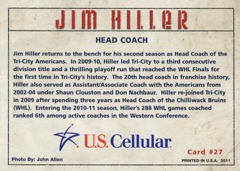 2010-11 U.S. Cellular Tri-City Americans (WHL) #3 Jim Hiller Back