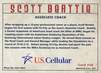 2010-11 U.S. Cellular Tri-City Americans (WHL) #14 Scott Beattie Back