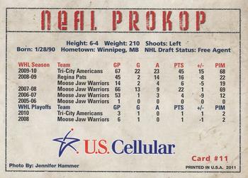 2010-11 U.S. Cellular Tri-City Americans (WHL) #24 Neal Prokop Back