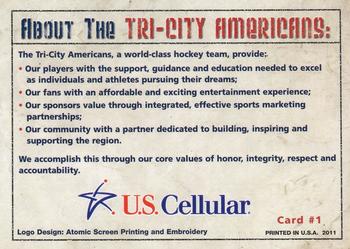 2010-11 U.S. Cellular Tri-City Americans (WHL) #30 Tri-City Americans Back