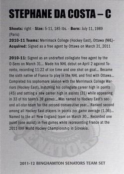 2011-12 Binghamton Senators (AHL) #8 Stephane Da Costa Back