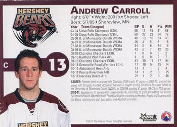 2011-12 Hershey Bears (AHL) #5 Andrew Carroll Back