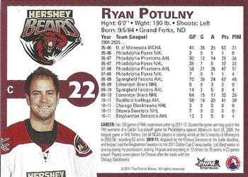2011-12 Hershey Bears (AHL) #23 Ryan Potulny Back