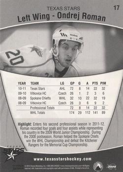 2011-12 Choice Texas Stars (AHL) #17 Ondrej Roman Back