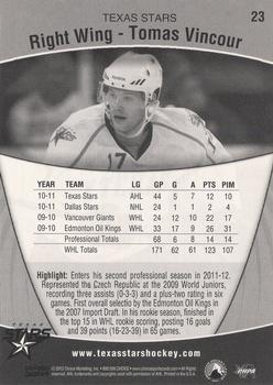 2011-12 Choice Texas Stars (AHL) #23 Tomas Vincour Back