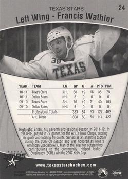 2011-12 Choice Texas Stars (AHL) #24 Francis Wathier Back