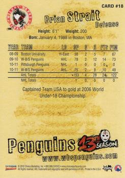 2011-12 Choice Wilkes-Barre/Scranton Penguins (AHL) #18 Brian Strait Back
