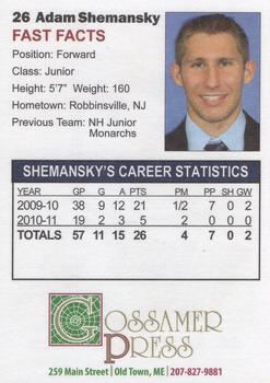 2011-12 Gossamer Press Maine Black Bears (NCAA) #16 Adam Shemansky Back