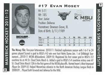 2011-12 KMSU 89.7 FM Minnesota State Mavericks (NCAA) #9 Evan Mosey Back