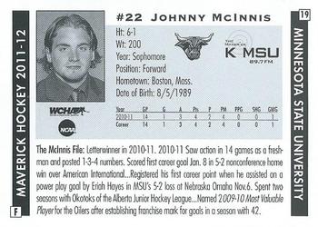 2011-12 KMSU 89.7 FM Minnesota State Mavericks (NCAA) #19 John McInnis Back