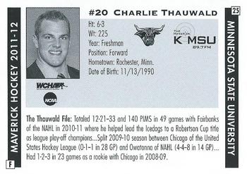 2011-12 KMSU 89.7 FM Minnesota State Mavericks (NCAA) #25 Charlie Thauwald Back