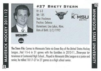 2011-12 KMSU 89.7 FM Minnesota State Mavericks (NCAA) #26 Brett Stern Back