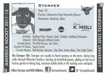 2011-12 KMSU 89.7 FM Minnesota State Mavericks (NCAA) #31 Stomper Back
