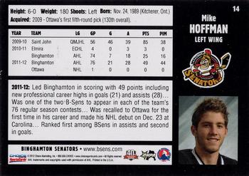2012-13 Choice Binghamton Senators (AHL) #14 Mike Hoffman Back