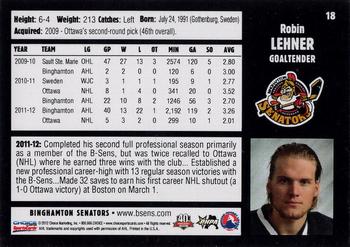 2012-13 Choice Binghamton Senators (AHL) #18 Robin Lehner Back