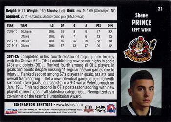 2012-13 Choice Binghamton Senators (AHL) #21 Shane Prince Back