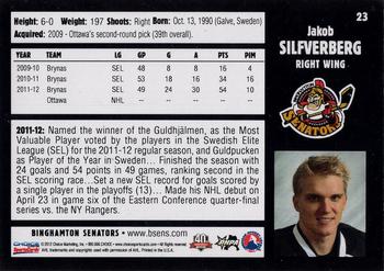 2012-13 Choice Binghamton Senators (AHL) #23 Jakob Silfverberg Back