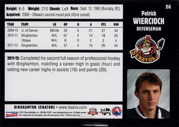 2012-13 Choice Binghamton Senators (AHL) #26 Patrick Wiercioch Back