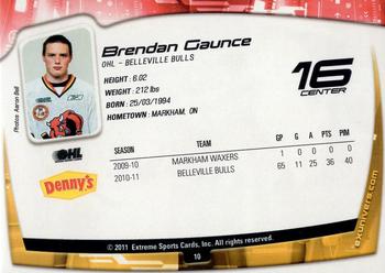 2011-12 Extreme Belleville Bulls (OHL) #10 Brendan Gaunce Back