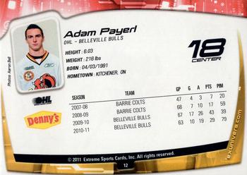 2011-12 Extreme Belleville Bulls (OHL) #12 Adam Payerl Back