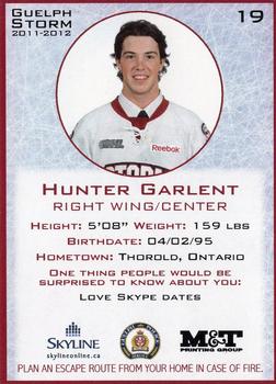 2011-12 M&T Printing Guelph Storm (OHL) #NNO Hunter Garlent Back