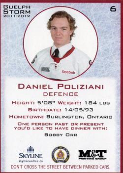 2011-12 M&T Printing Guelph Storm (OHL) #NNO Danny Poliziani Back