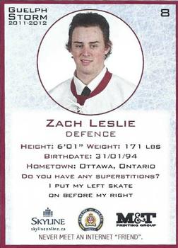 2011-12 M&T Printing Guelph Storm (OHL) #NNO Zac Leslie Back