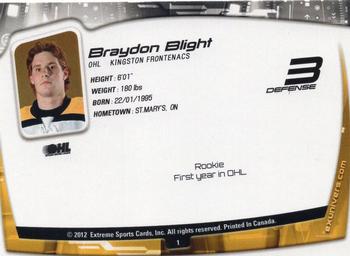 2011-12 Extreme Kingston Frontenacs (OHL) #1 Braydon Blight Back