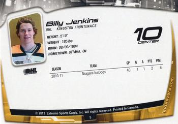 2011-12 Extreme Kingston Frontenacs (OHL) #5 Billy Jenkins Back