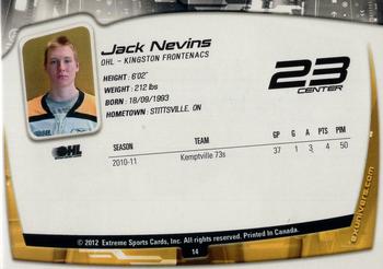 2011-12 Extreme Kingston Frontenacs (OHL) #14 Jack Nevins Back
