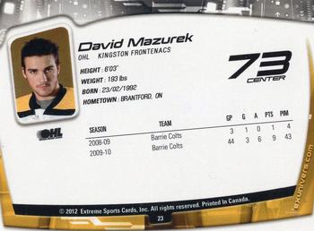 2011-12 Extreme Kingston Frontenacs (OHL) #23 David Mazurek Back